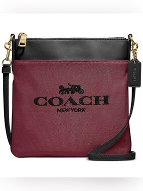 Coach Two-Tone Burgundy and Black Kitt Messenger Crossbody